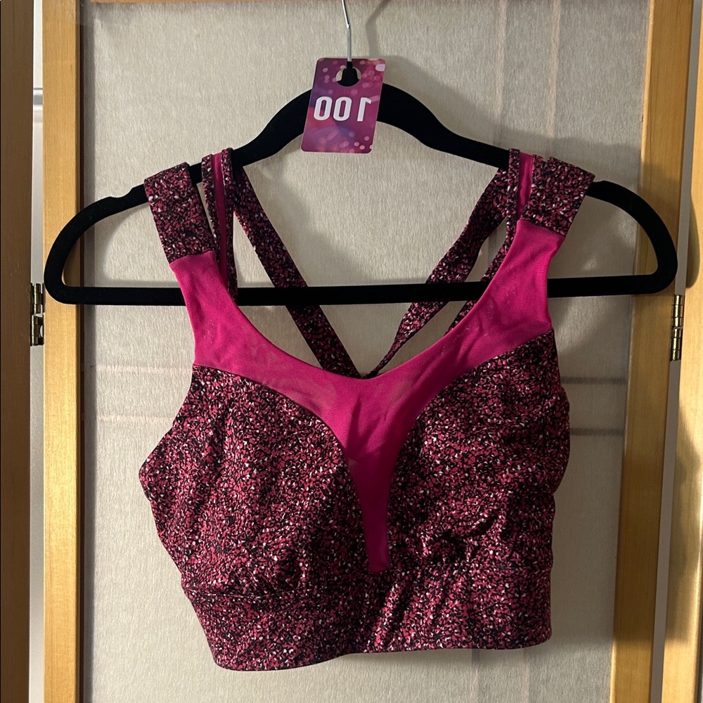 Lululemon Athletica Pink and Black Speckled Sports Bra